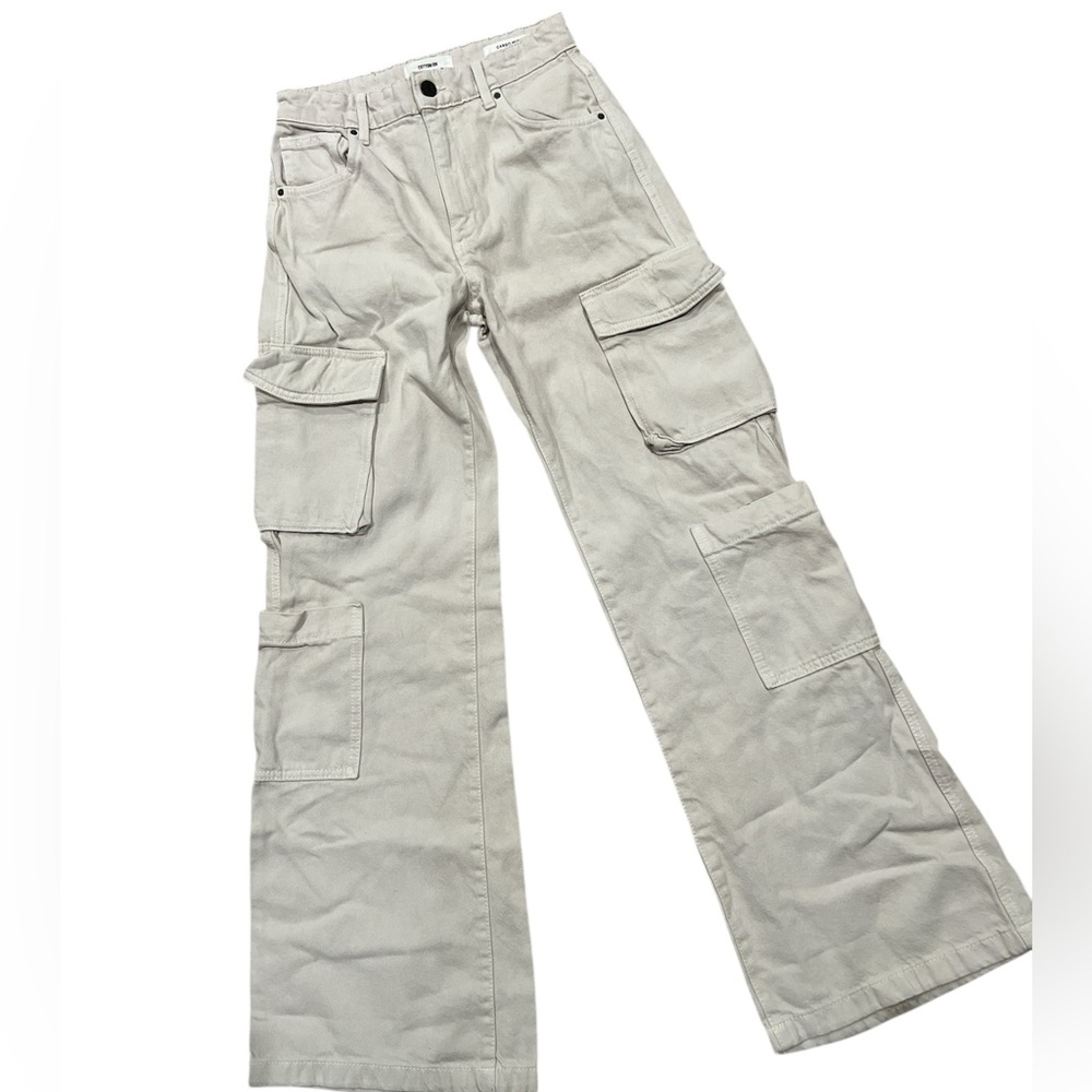 Cotton On Off White Cargo Wide Leg Jeans size 2